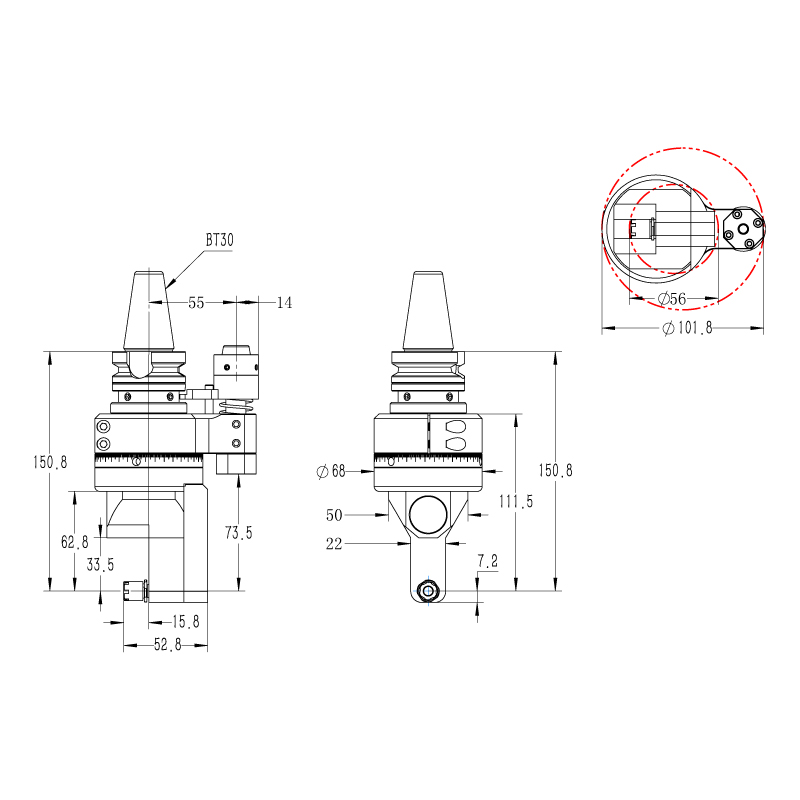 DK90-BT30-DC5 微型角度头