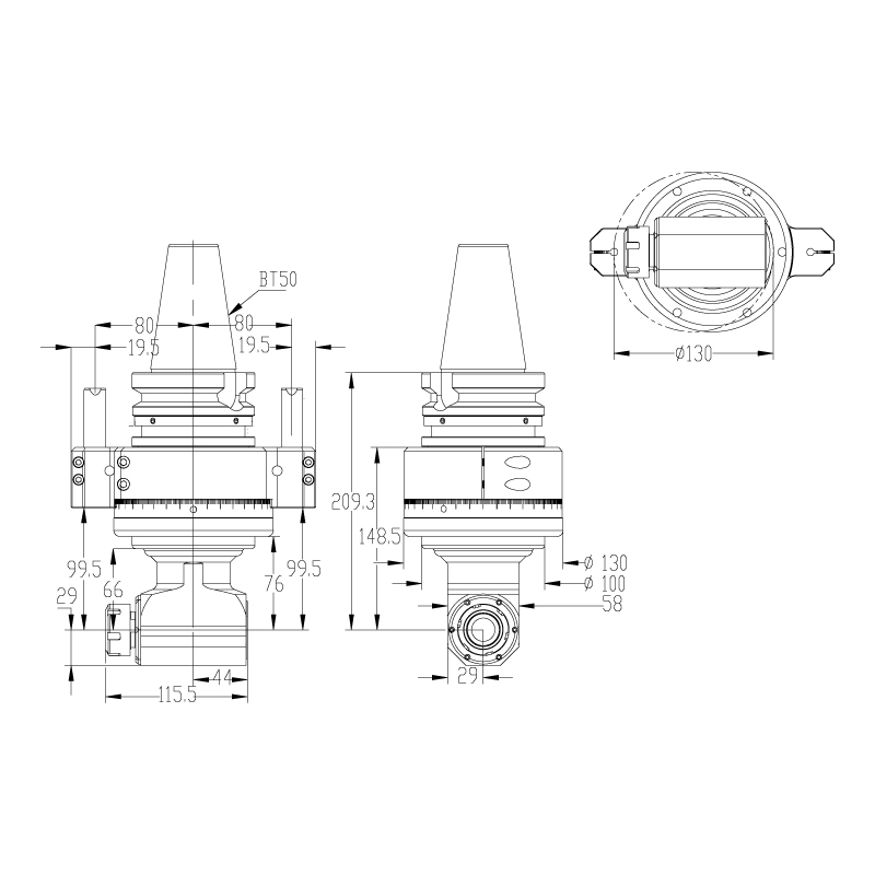 DK90-BT50-ER25-66 双定位销标准角度头
