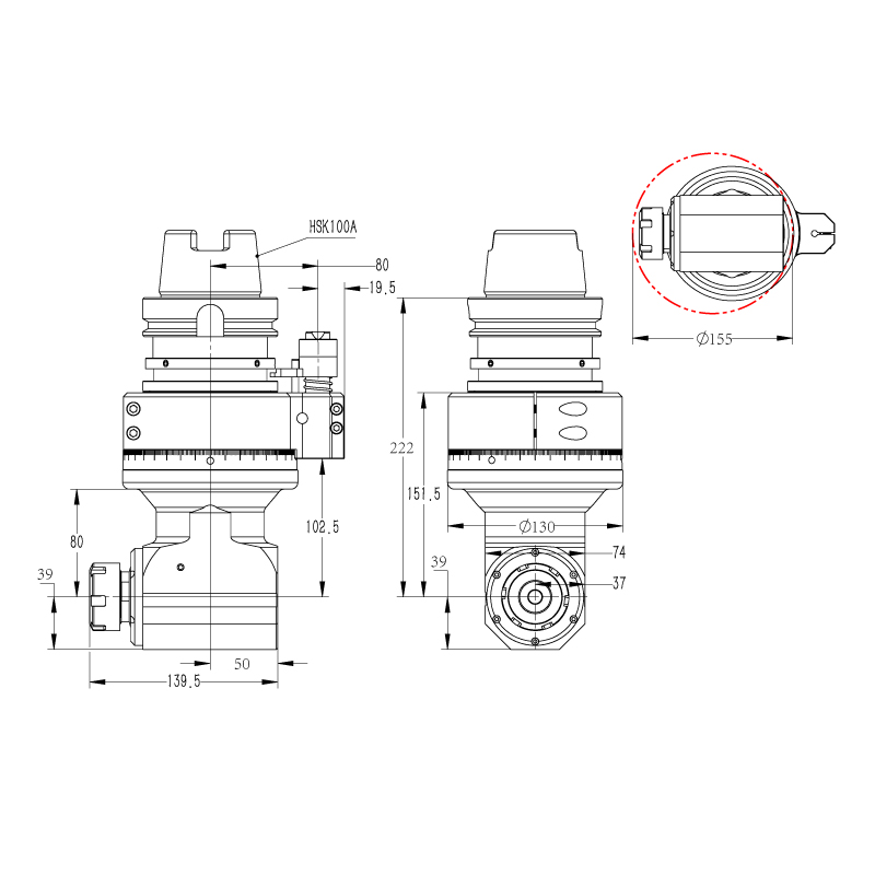 DK90-HSK100A-ER32-80 结构图