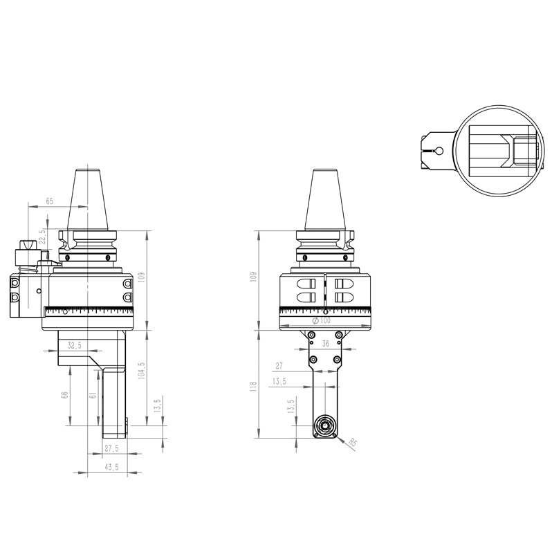 DK90-BT40-DC6-66 微型角度头角度头结构图纸