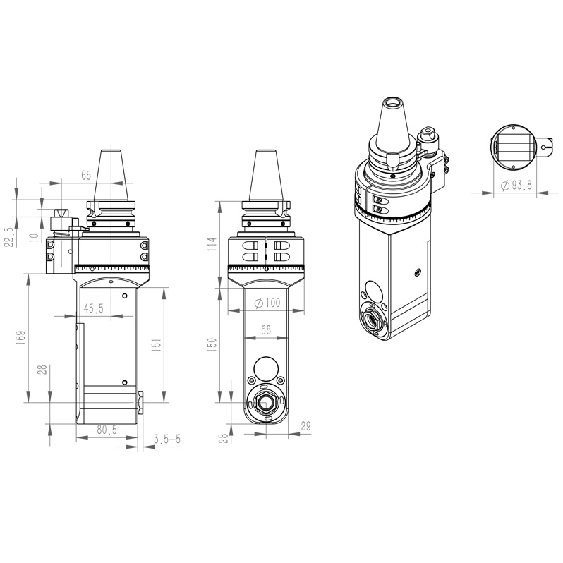 DK90-BT40-AER25M-150 内缩型角度头bt40-aer25m-150