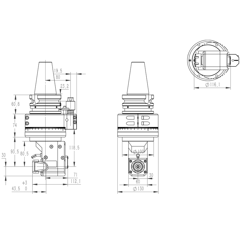 DK90-BT50-ER25-Z80 中心出水角度头角度头结构图纸