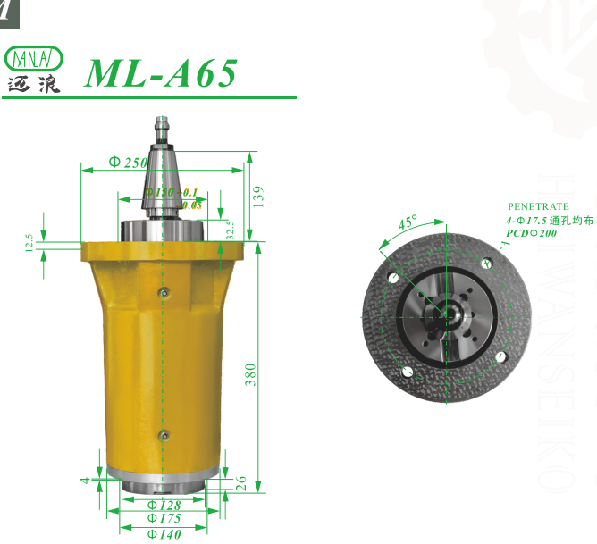 龙门侧铣头ML-A65外型尺寸图纸