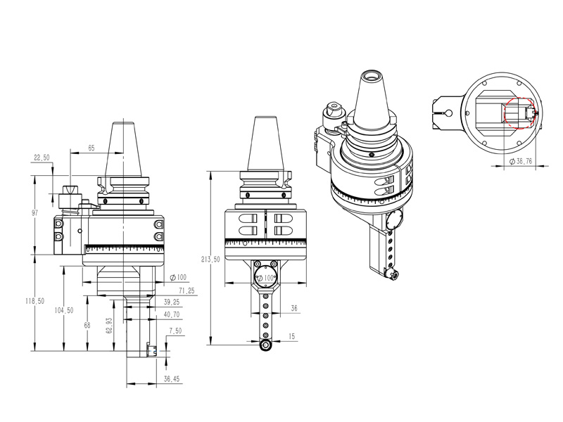 轻型 DK90-BT40-DC5M-R60 角度头外型尺寸图纸