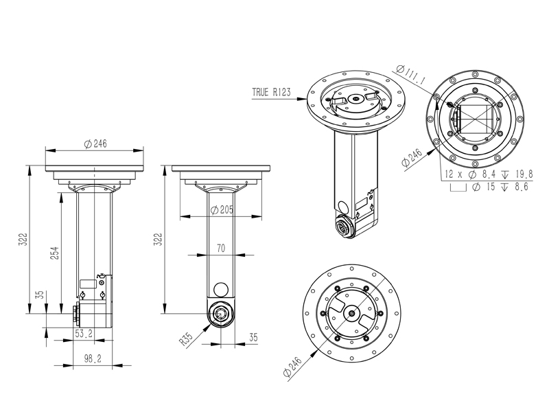 龙门侧铣头 DK90-BT50-AER32M-250 法兰连接角度头外形尺寸