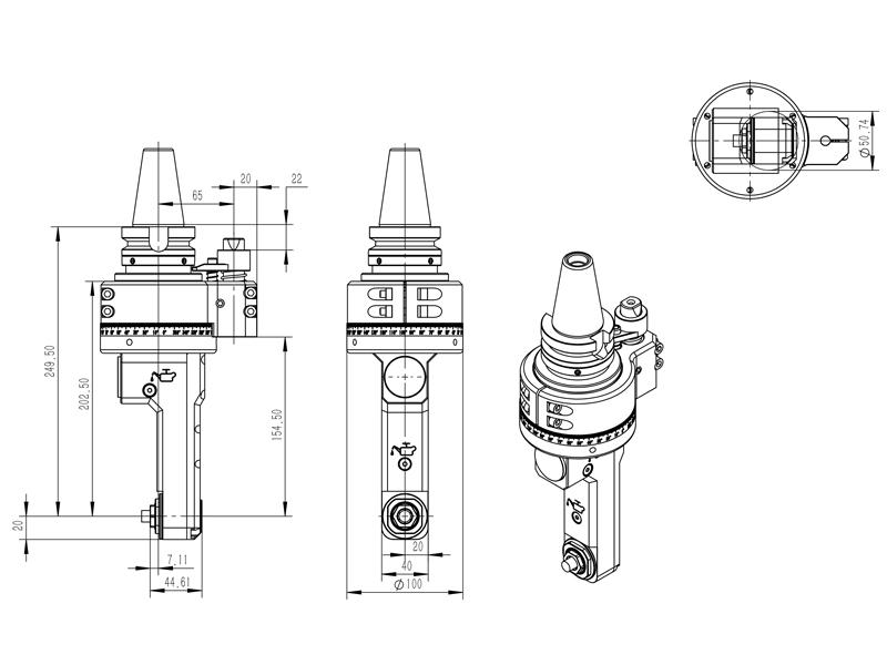 DK90-BT40-PER16-97 副车架专用角度头角度头外形尺寸