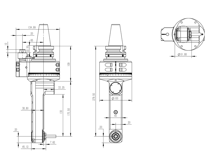 非标定制副车架 DK90-BT40-PER16-127角度头角度头外形尺寸