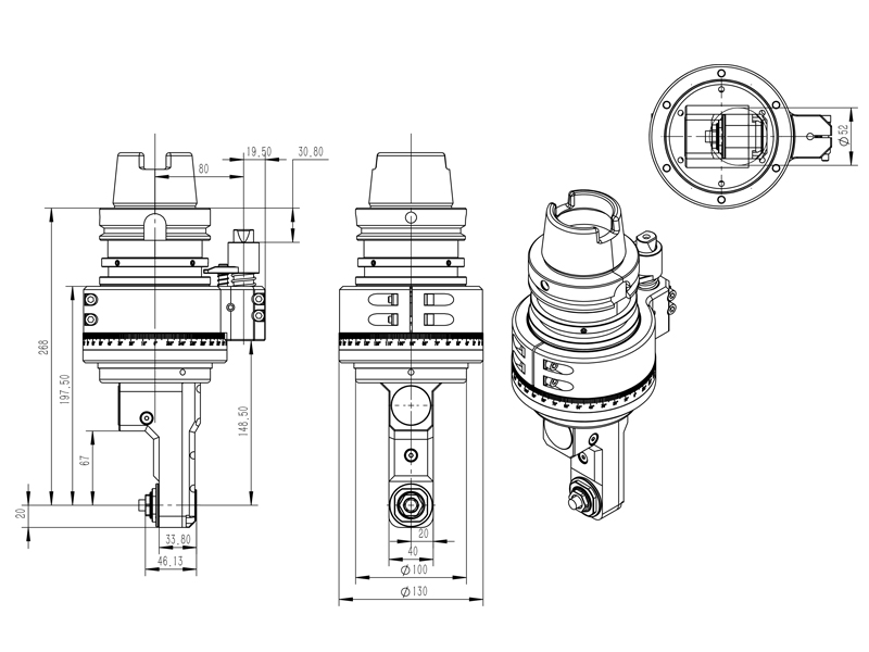 DK90-HSK100A-PER16-59角度头外型尺寸图纸