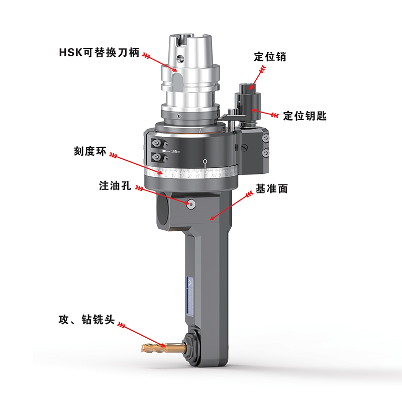 侧槽铣边角度头 DK90-HSK63A-PER16-127 可高转速运行通用位置标注图