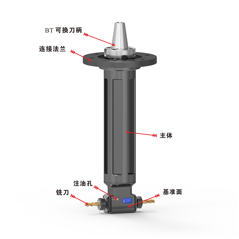 DK90-BT50-ER32-600-2X 双侧加工重型角度头产品图标注