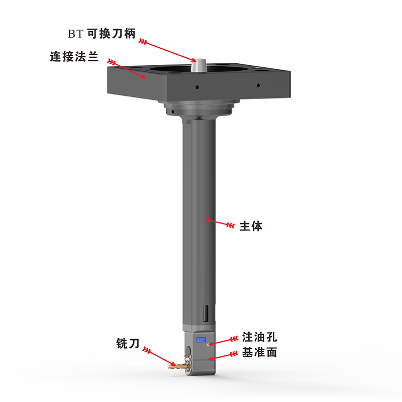 DK90-BT50-AER25M-750 定制款法兰连接加长角度头角度头通用位置标注