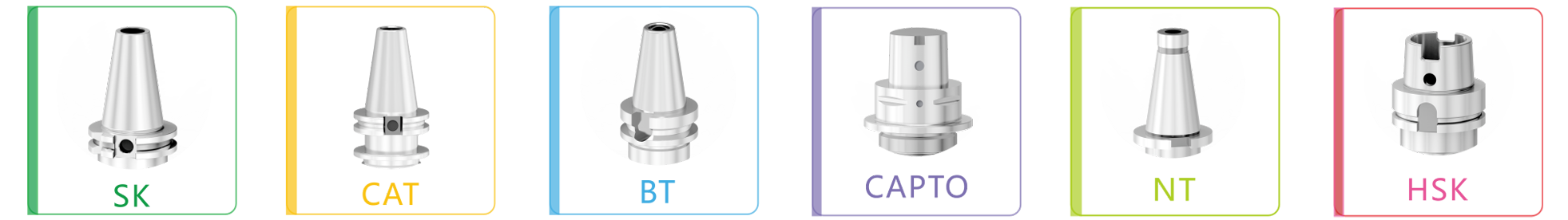 适配刀柄范围: 兼容BT/CAPTO/NT/HSK/SK/CAT