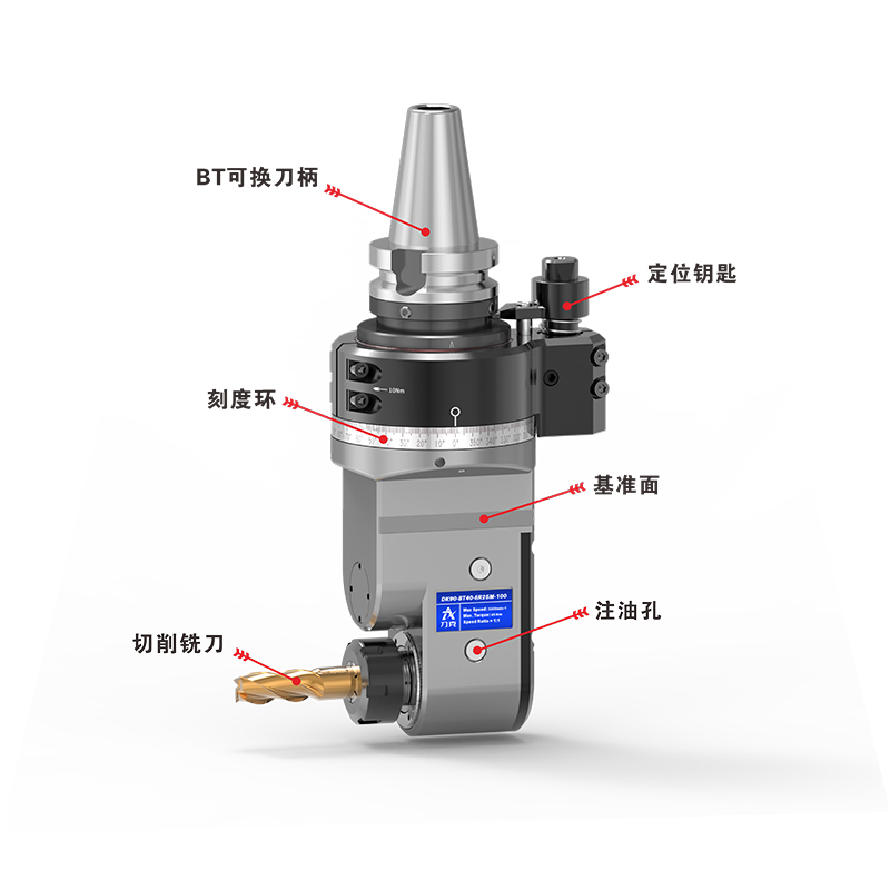 DK90-BT40-ER25M-100 轻型延伸角度头角度头通用位置标注